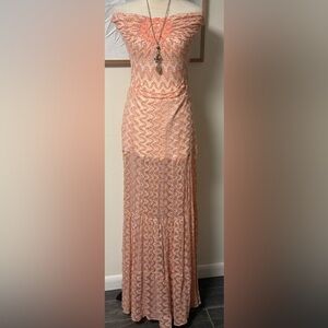 Sky Peach and Pink Patterned Dress